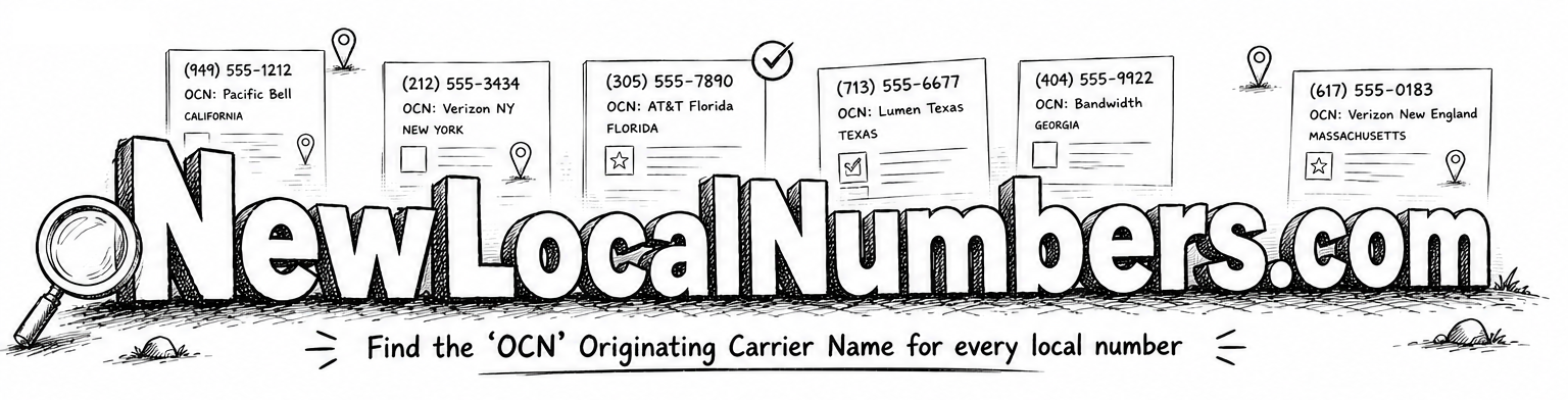 NewLocalNumbers.com — find the OCN originating carrier name for every local number