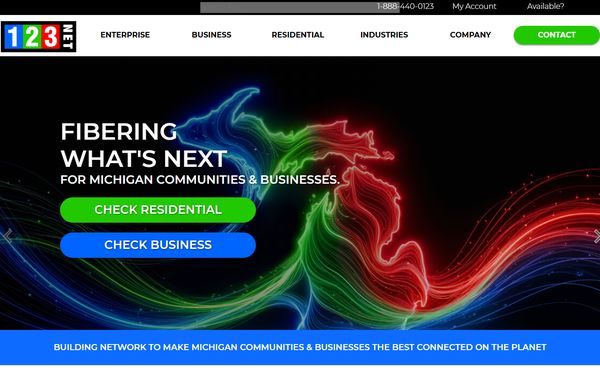 Homepage screenshot of 123.Net LLC