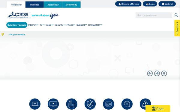 Homepage screenshot of Access Communications Cooperative