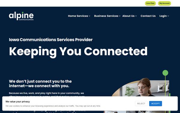 Homepage screenshot of Alpine Communications LC