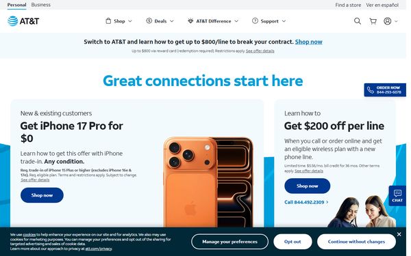 Homepage screenshot of AT&T Michigan