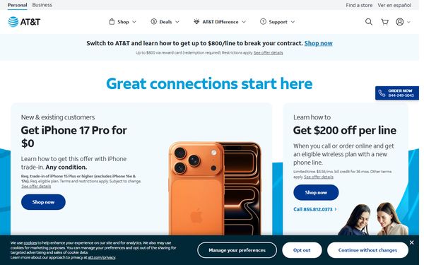 Homepage screenshot of Teleport Communications America LLC - AL