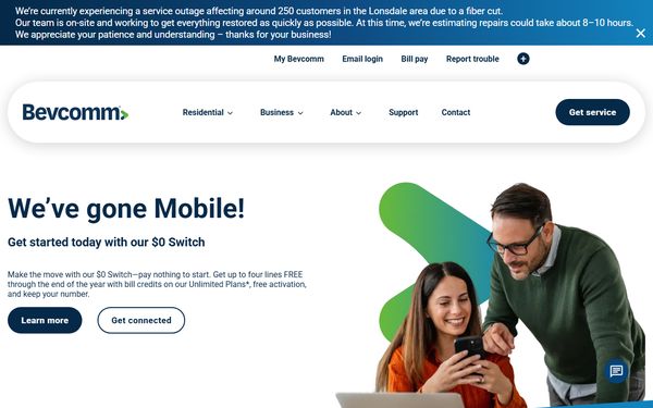 Homepage screenshot of Cannon Valley Telecom Inc