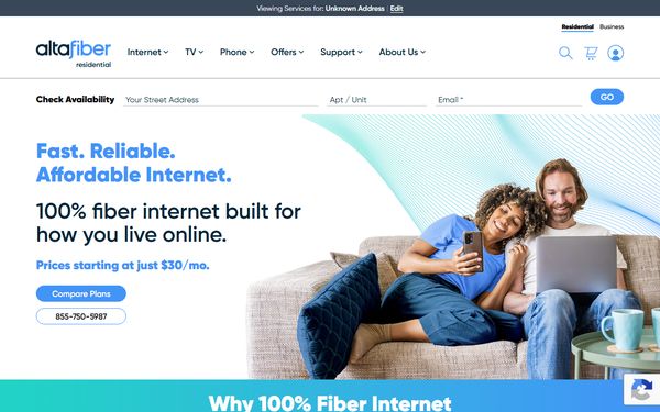 Homepage screenshot of Cincinnati Bell Extended Territories LLC dba Altafiber Connected Services - OH
