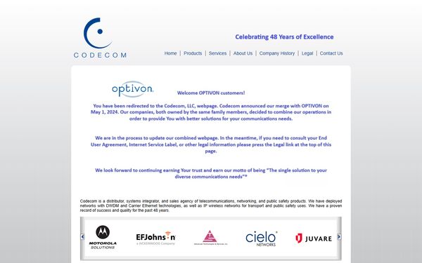 Homepage screenshot of Optivon Telecommunications Services Inc - PR