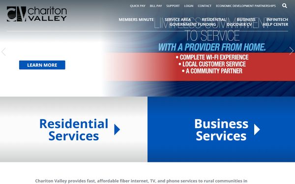 Homepage screenshot of Chariton Valley Telecom