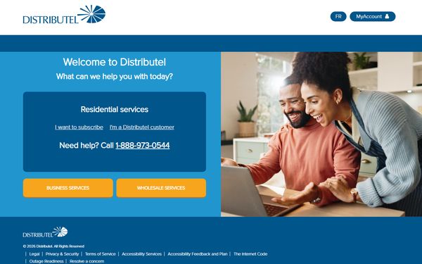 Homepage screenshot of Distributel Communications Limited - QC