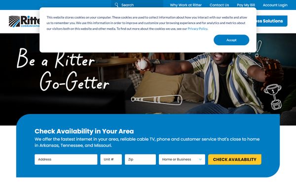 Homepage screenshot of E. Ritter Communications Inc - TX