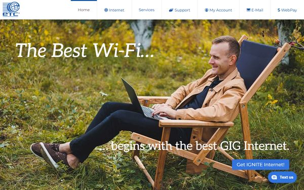 Homepage screenshot of ETC Communications LLC - GA