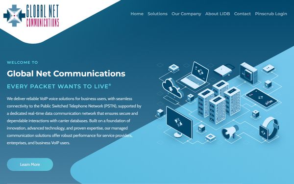 Homepage screenshot of Global Net Communications