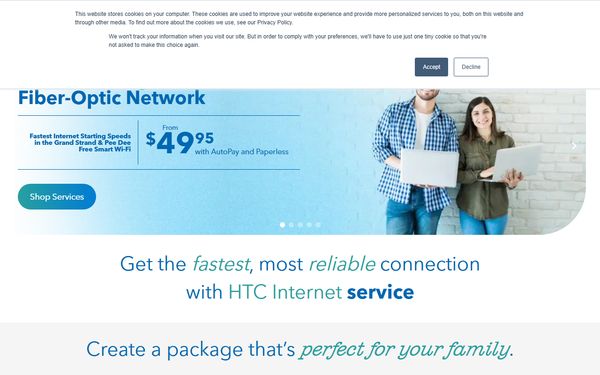 Homepage screenshot of Horry Telephone Cooperative Inc