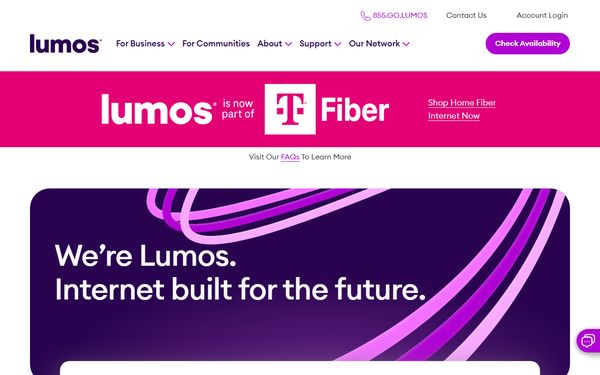 Homepage screenshot of Lumos Telephone of Botetourt Inc