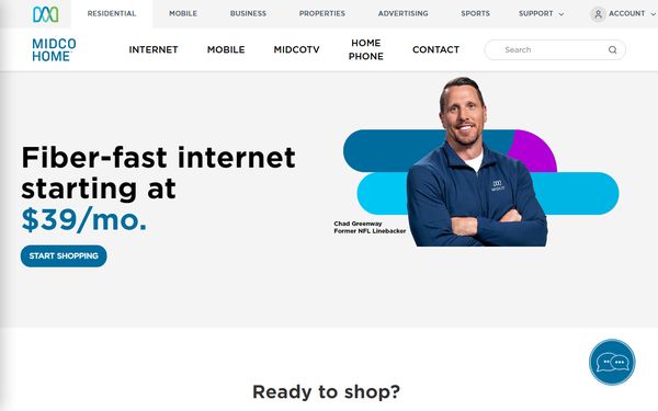 Homepage screenshot of Midcontinent Communications - ND