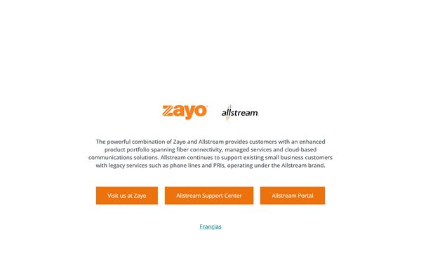 Homepage screenshot of MTS Allstream