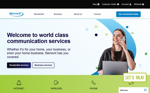 Homepage screenshot of Nemont Telephone Cooperative Inc - MT