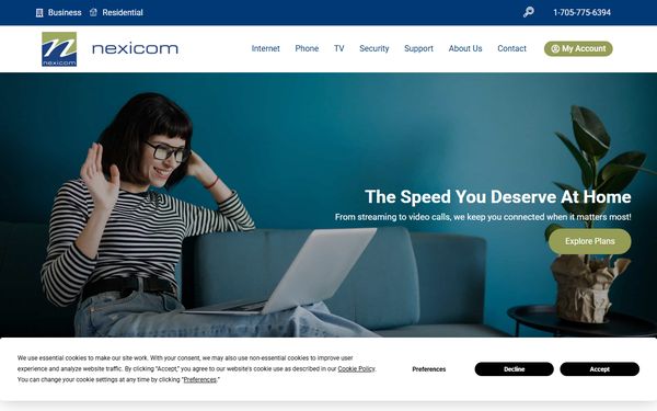 Homepage screenshot of Nexicom Telecommunications Inc