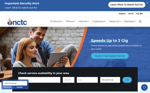 Homepage screenshot of North Central Telephone Cooperative Inc - TN