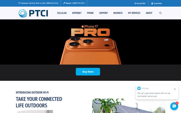 Homepage screenshot of Panhandle Telecommunications Systems Inc