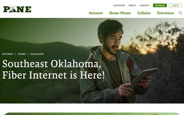 Homepage screenshot of Pine Telephone Company dba Pine Cellular Phones Inc
