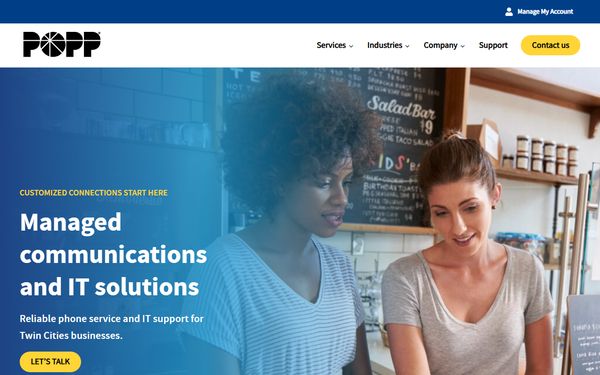 Homepage screenshot of Popp Communications - MN