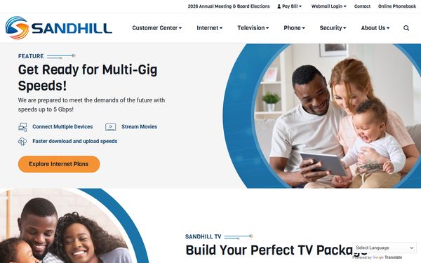 Homepage screenshot of Sandhill Telephone Cooperative Inc