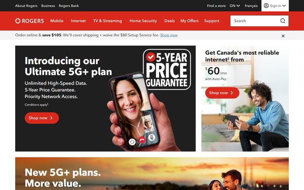 Homepage screenshot of Shaw Telecom
