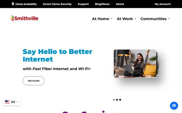 Homepage screenshot of Smithville Communications Inc dba Smithville Telephone Company