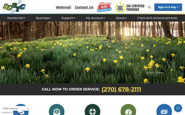 Homepage screenshot of South Central Telcom LLC