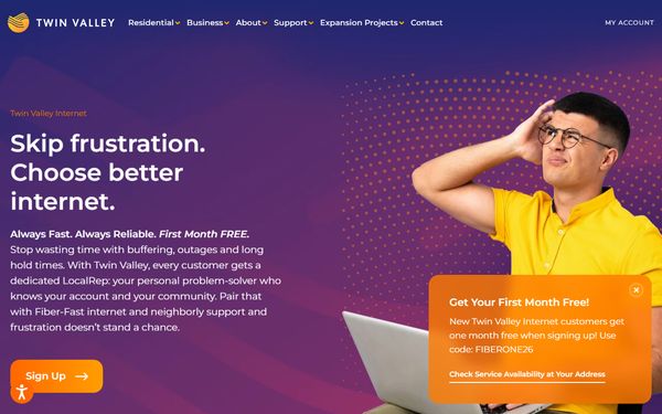 Homepage screenshot of Southern Kansas Telephone Company Inc