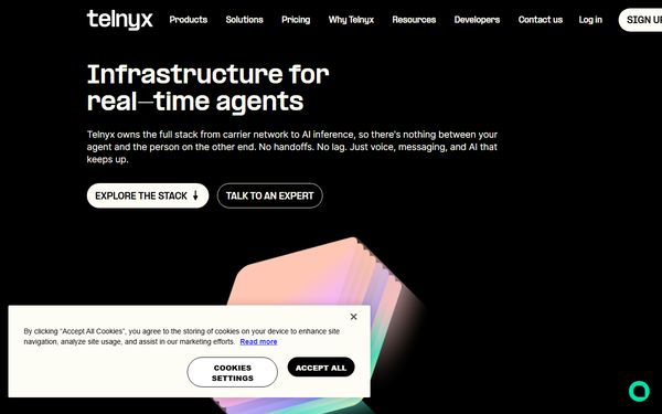 Homepage screenshot of TELNYX