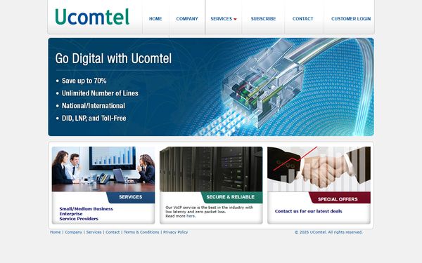 Homepage screenshot of UComTel Inc