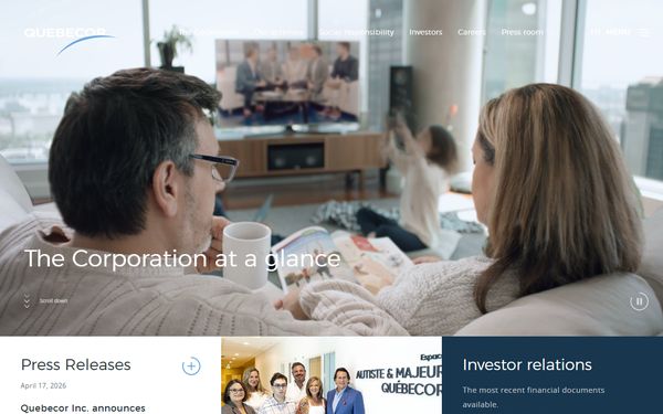 Homepage screenshot of Videotron Ltd