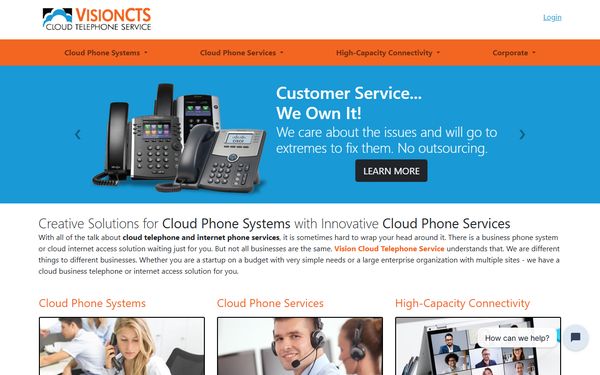 Homepage screenshot of Vision CTS LLC