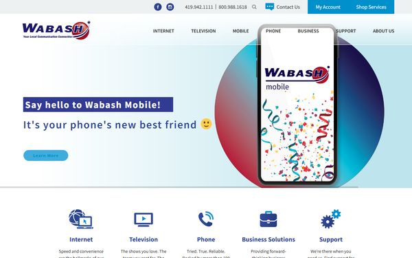 Homepage screenshot of Wabash Mutual Telephone Company - OH