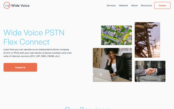 Homepage screenshot of Wide Voice