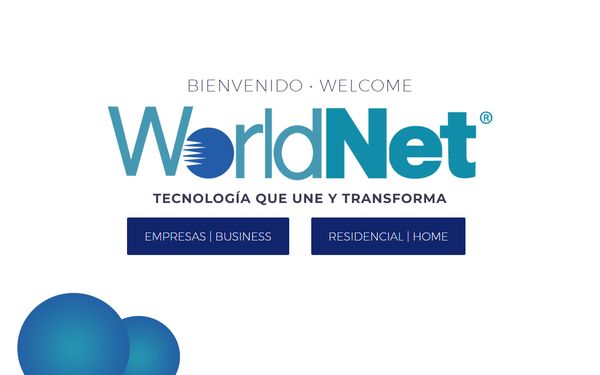 Homepage screenshot of WorldNet Telecommunications